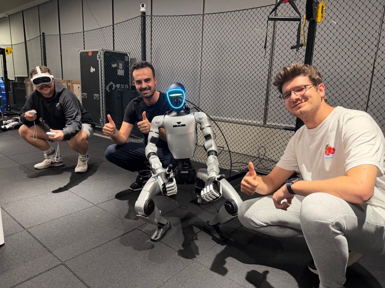Monitize team working with Unitree G1 in the lab